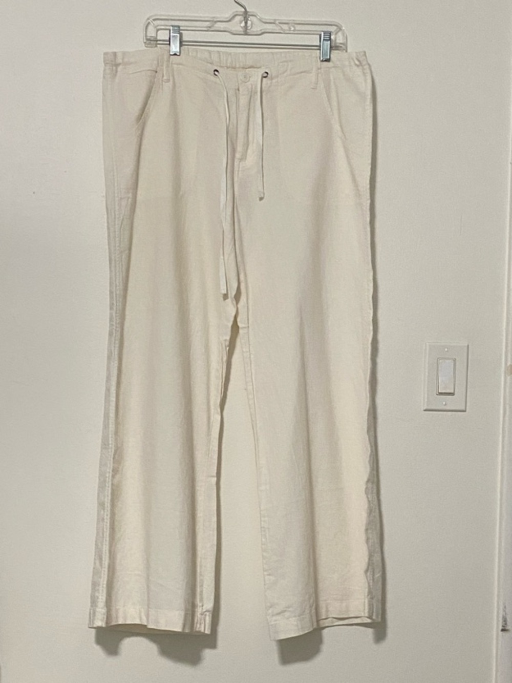 JUST LIVING Women’s Cream Drawstring Casual wide leg Pants! Size Large!